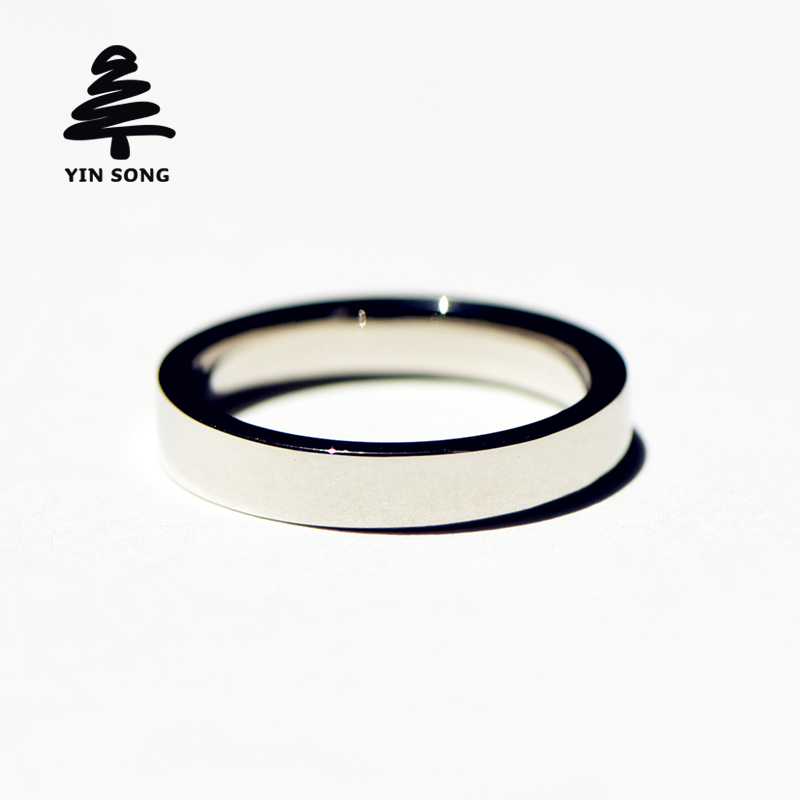 Right-angle plain ring Pt950 platinum ring simple glossy platinum male and female couple pair ring custom-made wedding lettering