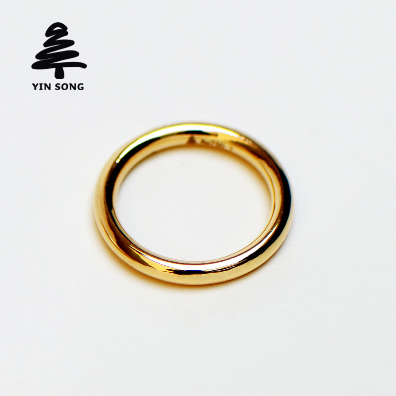 2mm cylindrical plain circle 18K gold version Au750 gold rose gold glossy men and women couple rings simple lettering