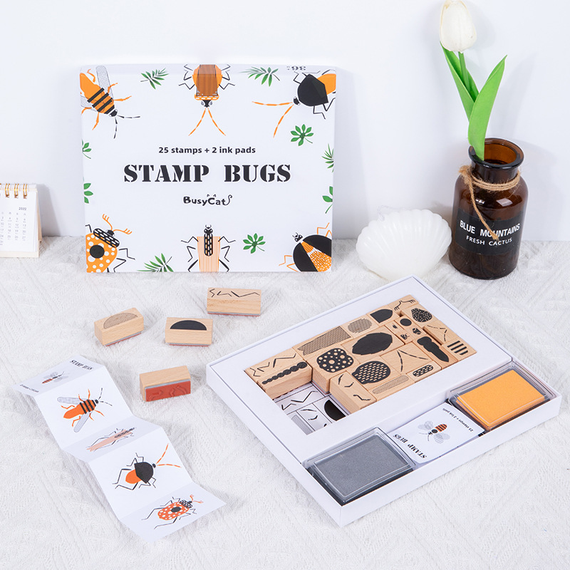 Montessori Biology Teaching Aids Wooden Cognitive Insect Stamp Stamp Hand-eye Coordination Puzzle Children's Early Education Toys