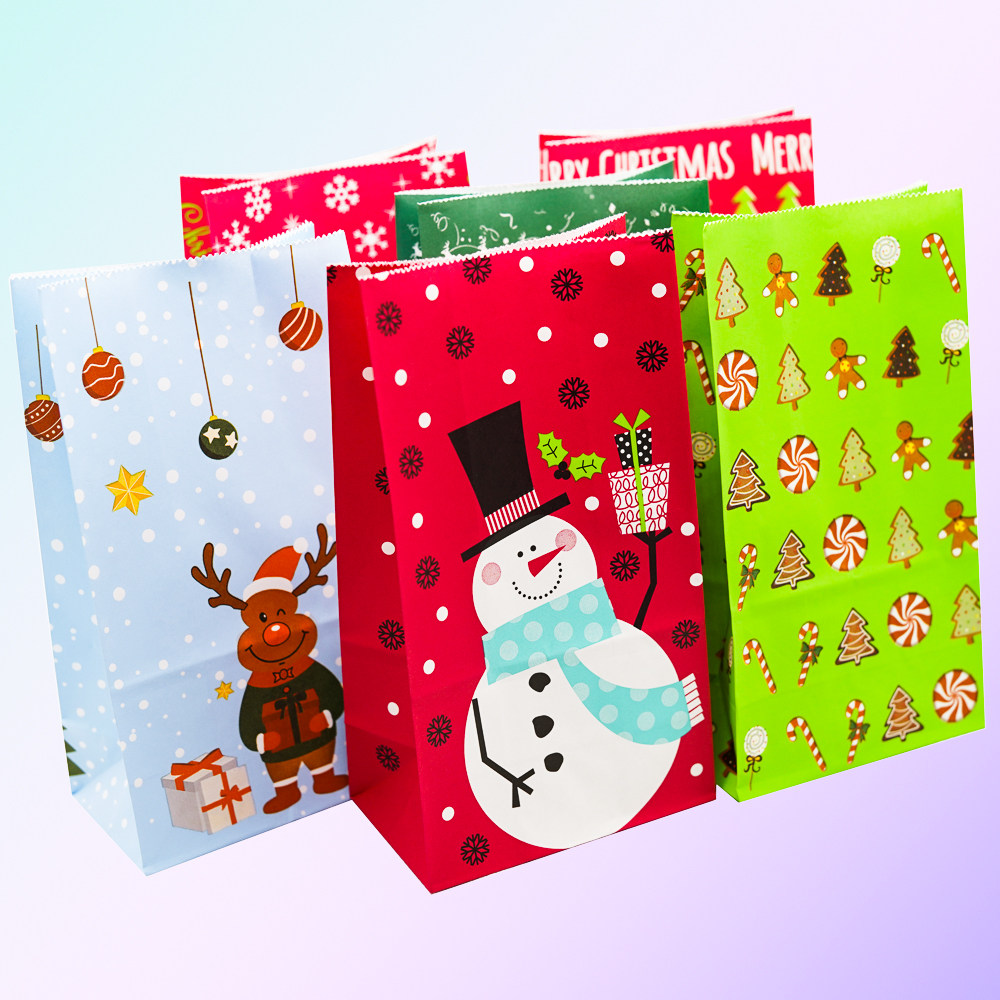 New Christmas Paper Bag Gift Bag Paper Storage Bag Packaging Bag Candy Bag Eco Bag Party Decoration 6 Prices