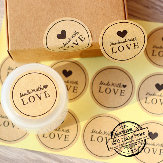 Kraft paper Handmade With love Kraft paper sealing stickers handmade soap stickers gift stickers 120 stickers