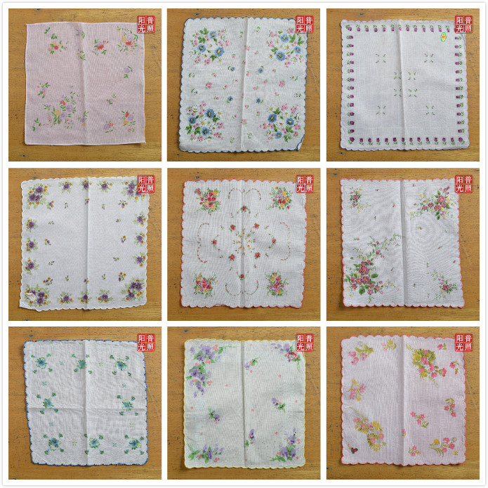80's 90's high-count cotton export state-owned Shanghai handkerchief factory flower old handkerchief old handkerchief