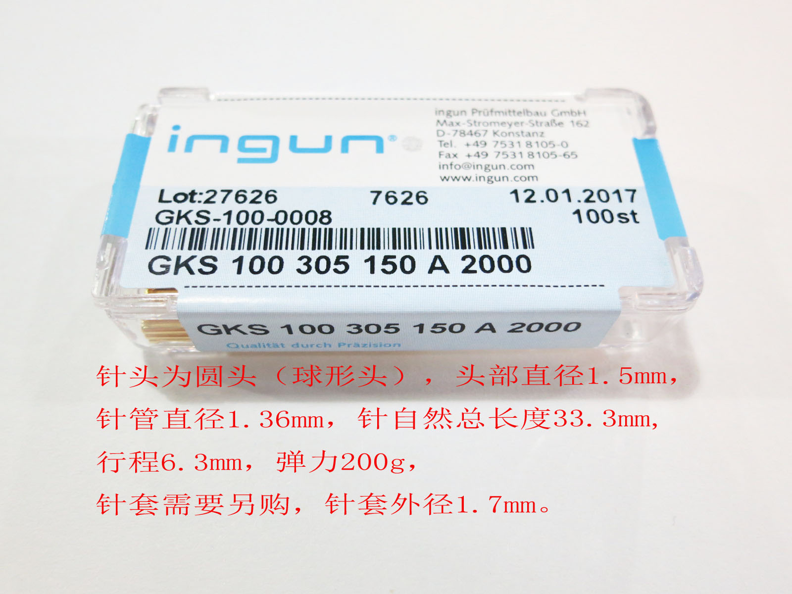 INGUN GKS-100 305 150 A2000 (100 unit price) test pin probe pogo thimble