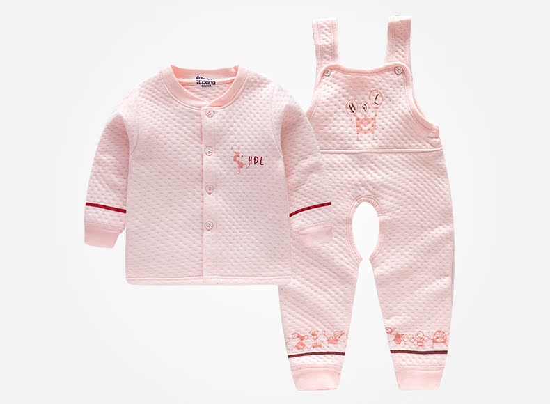 Thận Đậu Bông Bông dày Bib Bib Đồ lót Bộ đồ lót cho bé trai và phụ nữ Bé mùa xuân và mùa thu mùa đông Mặc quần áo trẻ em ao quan tre em