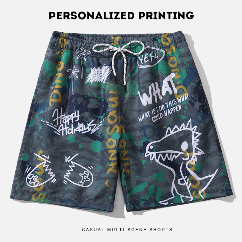 Cartoon Printed Pants Underwater Park Full Intranet Yarn Beach Pants Men Speed Dry Shorts 50% Pants Spa Holiday Swimsuit Pants