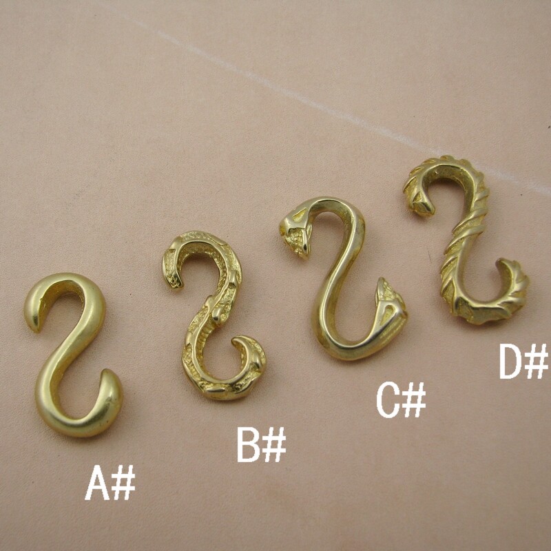 Brass S HOOK LEATHER BRACELET BRACELET Skull S Hook Diy Handmade Leather Bag Accessories TK104