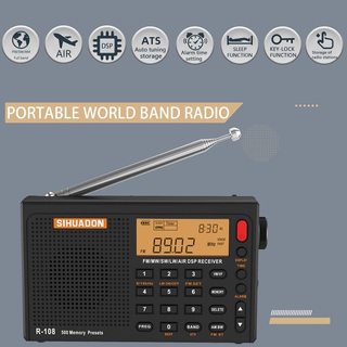 R108 full-band radio pocket rechargeable digital dedicated aviation shortwave radio station tuning