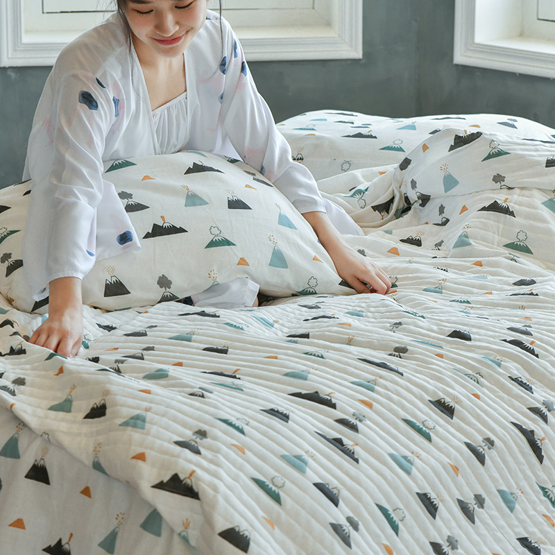 CASTLEGARDEN DOUBLE LAYER YARN NEW FRONTIER COTTON Cotton Bed Kit pillowcase Quilt Cover Sheets Dual-use single-mounted Grand Welling Valley