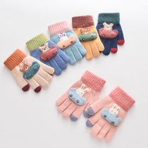 Sheng Qi childrens gloves to keep warm students dual-purpose boys and girls magic five fingers baby gloves winter