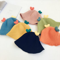 Baby hat Winter Love Joker wool hat children Boy Girl basin hat autumn and winter Korean baby fisherman hat