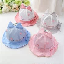 Dudua baby basin hat summer thin children Girl little flower fisherman net eye hat baby toddler sunshade hat