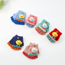 Baby gloves winter boys and girls children children children children cute five fingers warm baby gloves flip cover autumn and winter
