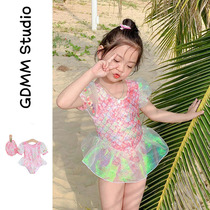 Girl Mermaid Siamese Swimsuit Baby Cute Bubble Sleeve Swimming Warm Sound Princess Skirt Bikini