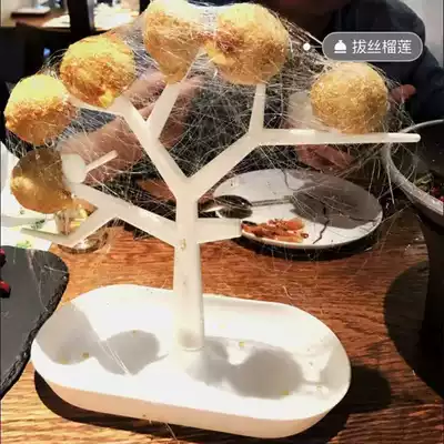 Creative artistic conception cuisine hotel club house Western restaurant fusion dessert new Chinese tableware White drawing durian tree tableware