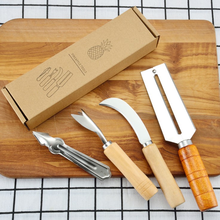 Pineapple Knife Cane Knife sturdy custard Water Fruit Shop Special 4 pieces of suit Home Tools Fruit Cutter 4 pieces