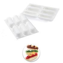 Lightning puff 6 with oval large French bread dessert widened long strip silicone silicone silicone high temperature resistant mold
