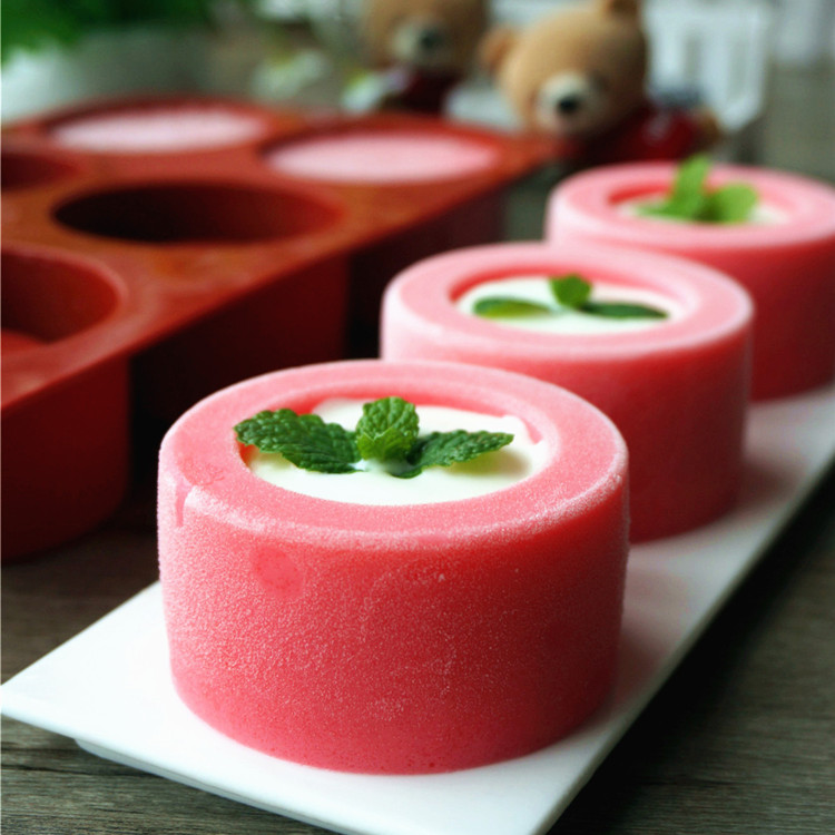 Ice - cake mold concave convex six - link cup silica gel does not adhere to the sky - cream pudding die cold dish