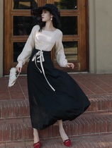 French sweater with half-skirt suit Tender and long ankle skirt in autumn and long skirt to long ankle dress