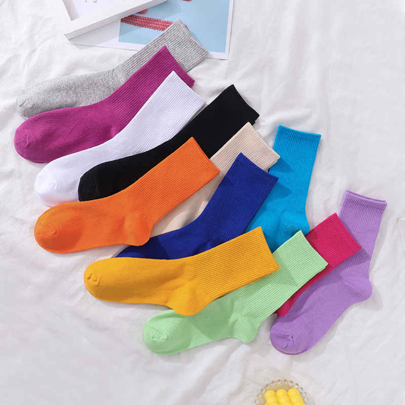 Women's Socks ins Trendy Mid-Calf Socks Candy Color Autumn and Winter Thin Versatile Japanese Style Colorful Long Socks Korean Style