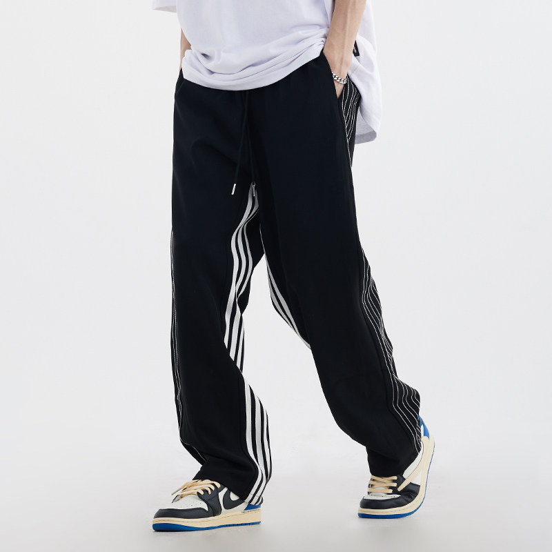 CTB Beer Captain American Side Stripes Splicing Casual Pants Male Pituality Loose Pants High Street Tide Ins summer