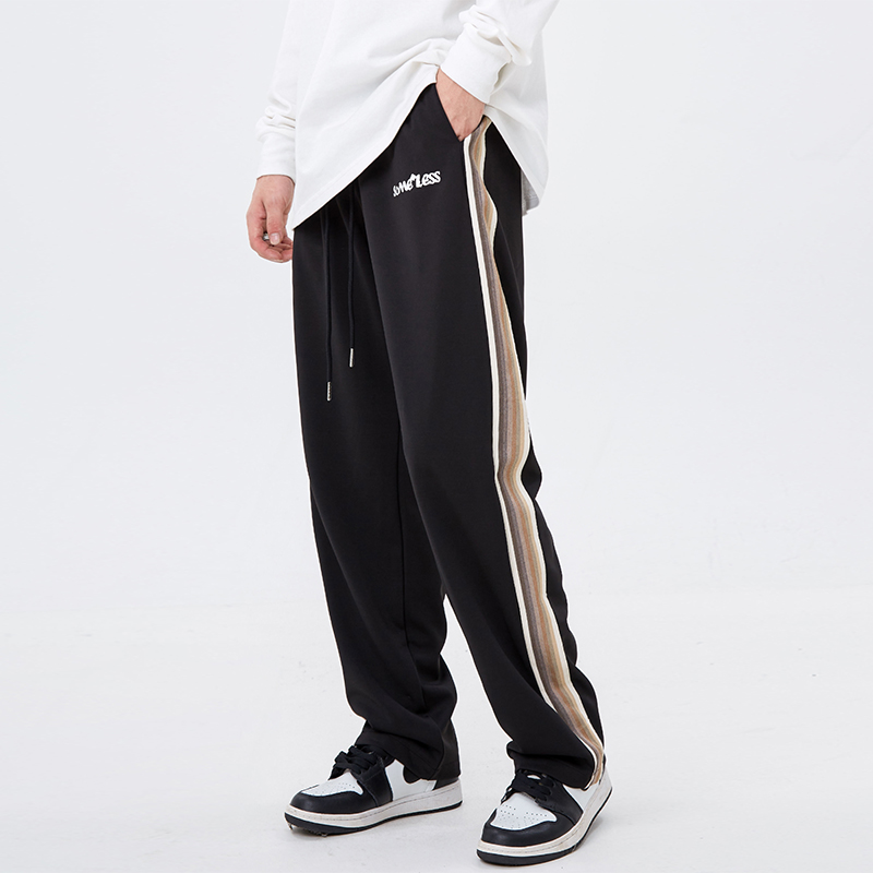 CTB beer captain all-match loose straight trousers men's American style side striped ribbon sweatpants drape casual