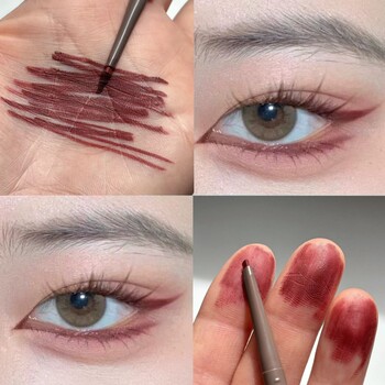 Light Retro Dry Rose Wine Red Eyeliner Gel Pen, Waterproof, Non-Smudged, Ultra-Fine, Colorful, Smooth for Beginners