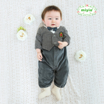 Miyiio male baby dress dress dress baby long sleeve climb newborn jumpsuit outer dress birthday birthday