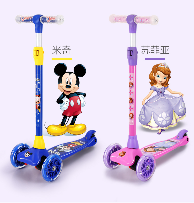 Disney xe tay ga trẻ em 3-6 tuổi flash 2 hai hoặc bốn vòng mới bắt đầu trẻ em một chân trượt chân - Trượt băng / Trượt / Thể thao mạo hiểm giày patin