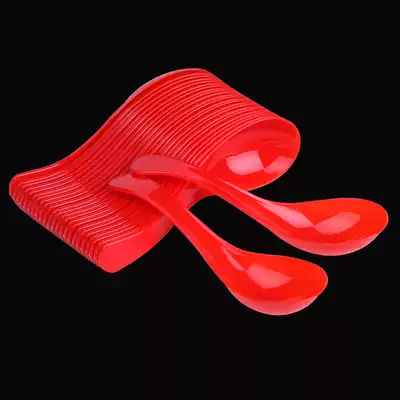 Disposable spoon red plastic individually packaged festive wedding spoon net red creative spoon thickened household commercial
