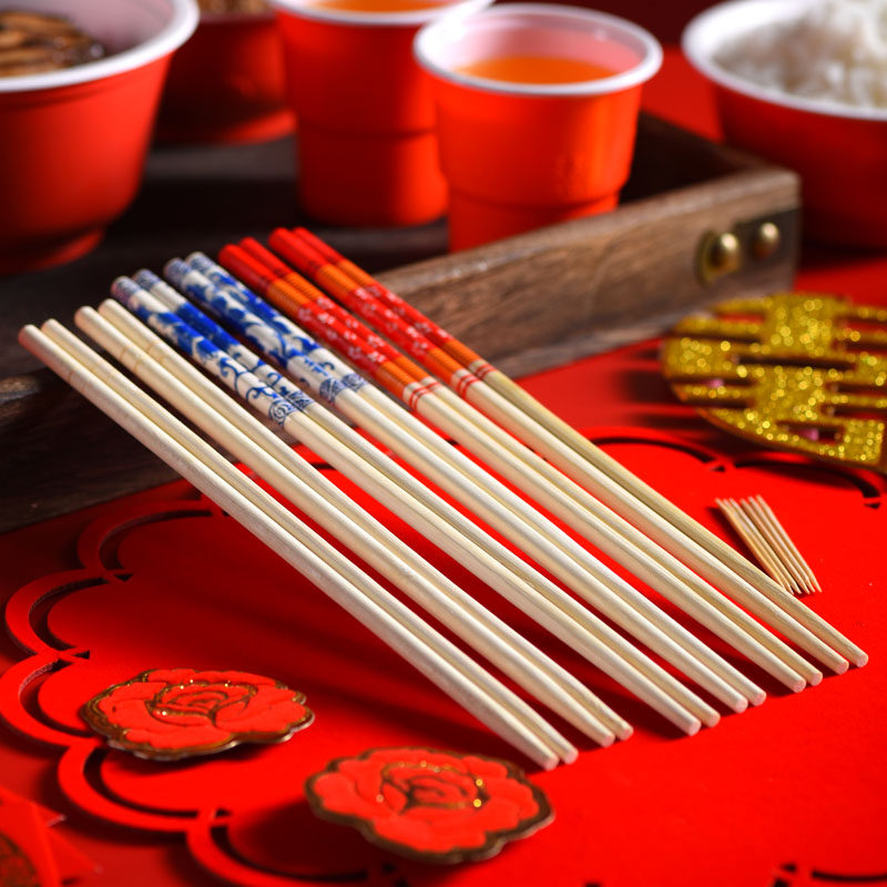 Disposable bamboo chopstick sub-independent packaging sanitary and friendly convenient chopstick hotel fast food packed round bamboo chopstick bag 100 double