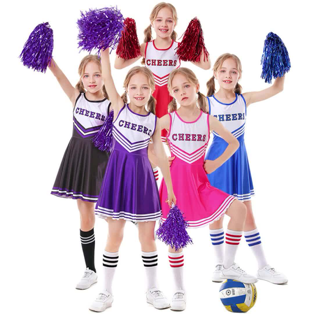 Kids Cheerleading Uniforms Pink Child Cheerleader Costume Children
