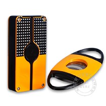 COHIBA Cigar Cut Lighter Suit Windproof Inflatable Lighter Straight Flush Serrated Cigar Scissors Gift Box Suit