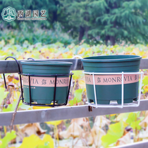 Round shelf balcony iron flower stand hanging green potted iron frame flower pot rack multi-meat shelf hanging basket