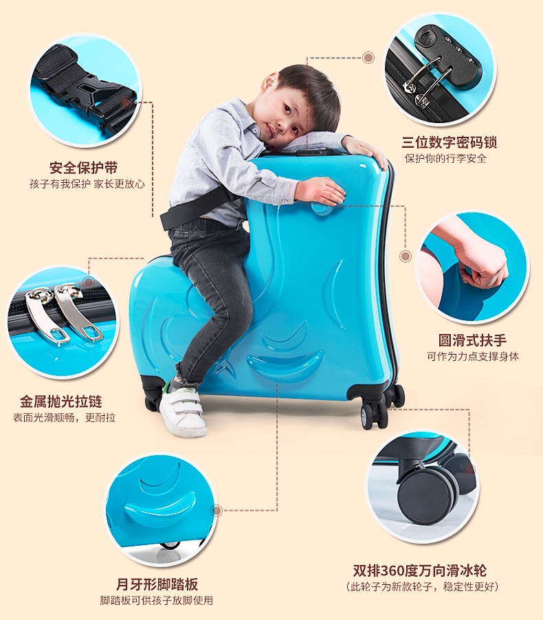 Trẻ em cưỡi trường hợp xe đẩy phổ wheel vali 20 inch nam và nữ vali bé tow box có thể ngồi có thể đi xe vali kéo giá rẻ