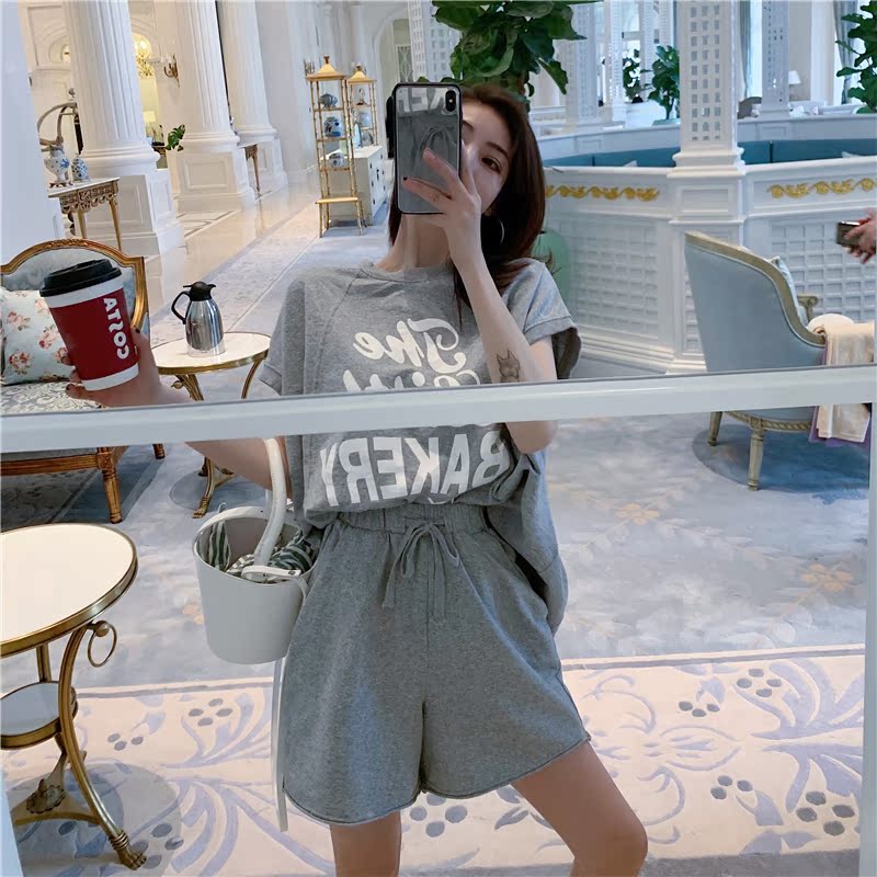 VK旗艦店 韓系顯瘦蝙蝠袖寬鬆休閒套裝短袖褲裝