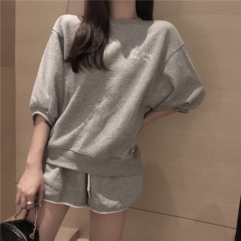 VK旗艦店 韓系時尚百搭運動休閒套裝短袖褲裝