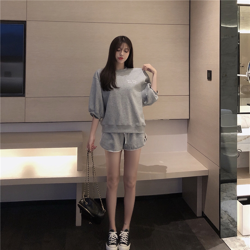 VK旗艦店 韓系時尚百搭運動休閒套裝短袖褲裝