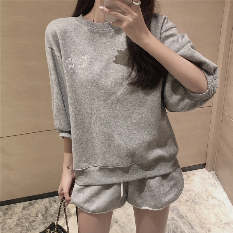 VK旗艦店 韓系時尚百搭運動休閒套裝短袖褲裝