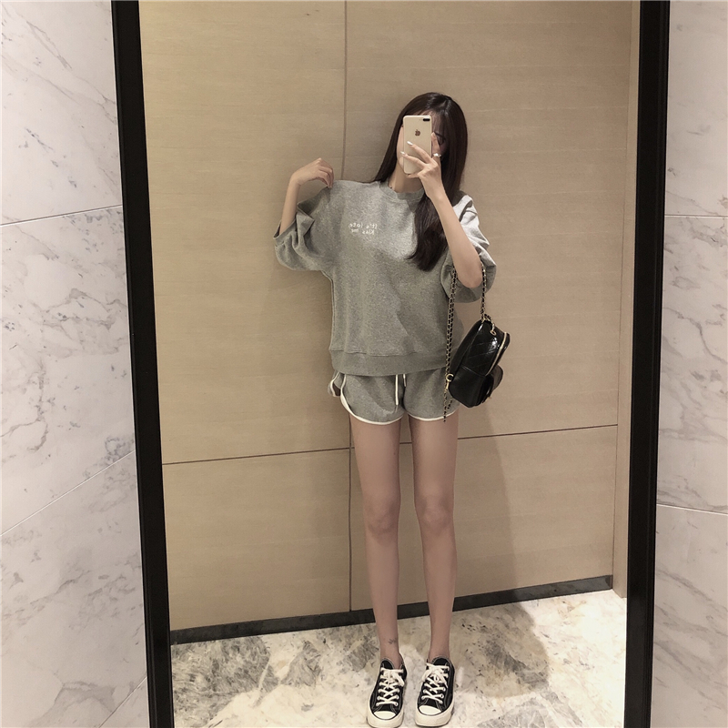 VK旗艦店 韓系時尚百搭運動休閒套裝短袖褲裝