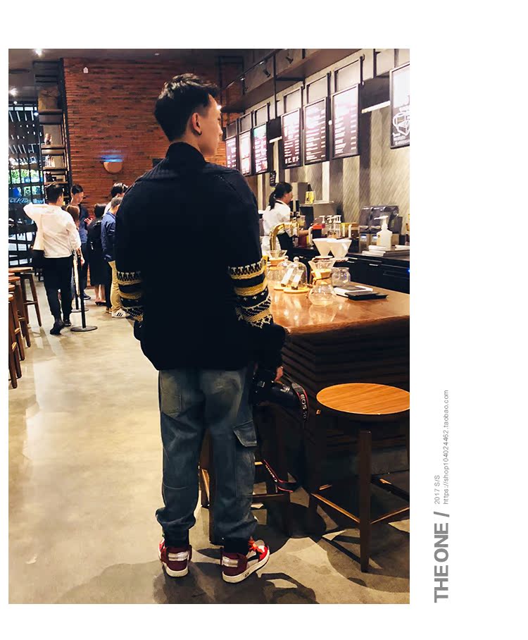 Áo khoác nam đan len THE ONE retro 2018 nam phong cách quốc gia mới thêu thời trang áo cardigan áo len nam