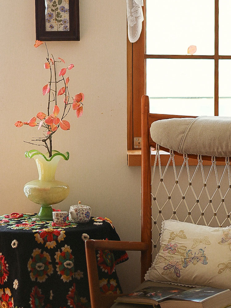 Medieval Cream Handmade Retro Glazed Vase Living Room Minimalist Advanced Sensuo Style Light Lavish Home Table Hem Florator-Taobao