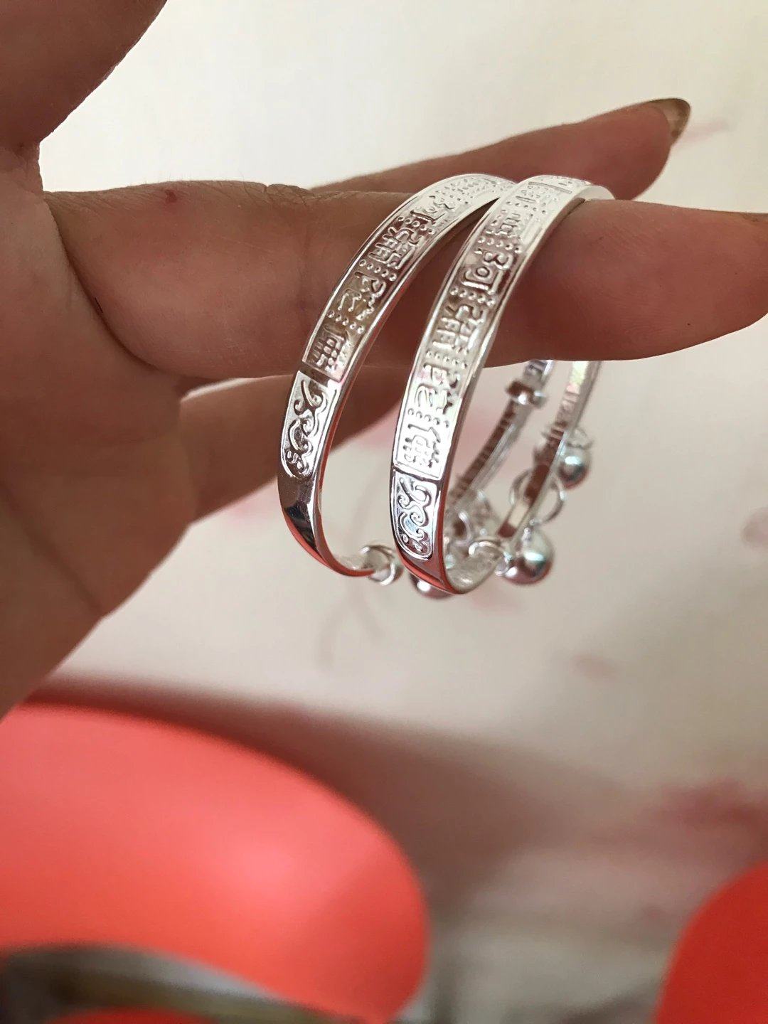 South No Amitaba Buddha Children's silver bracelet a pair of