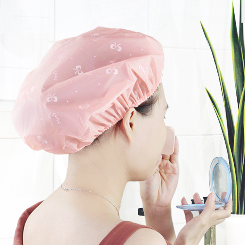 Waterproof bath cap printed care tightness lace floral edge eco-friendly adult hair care hat Japanese style clean bath cap