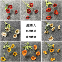  Simulation flocking poppies spring flower decoration wedding hall wedding road leading background small flowers silk flower arrangement floral art