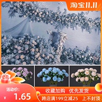 Wedding simulation 3 heads of foreign peony Brazil rose fake flower wedding hall layout background road guide flower arrangement window decoration