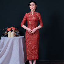 Wedding mother dress cheongsam improved dress middle-aged noble western style married mother happy mother-in-law wedding banquet dress female