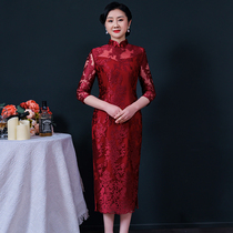 Wedding mother dress noble plus size cheongsam autumn new happy mother-in-law wedding dress Western style dress young style