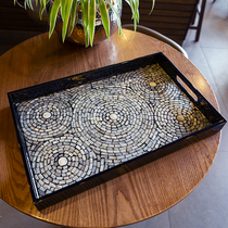 ins Imported shell tray Tea tray Household light luxury modern fruit tray Nordic rectangular wooden storage tray