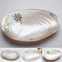 Imported creative inlaid silver shell plate tray Fruit plate dry fruit plate decorative snack plate Coffee table living room household gift