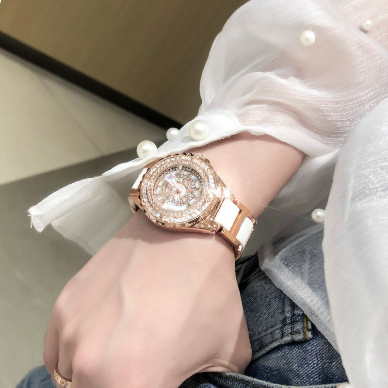 Ceramic watch female luxury hegemony full of the star watch minimalist temperament lady fashion brand